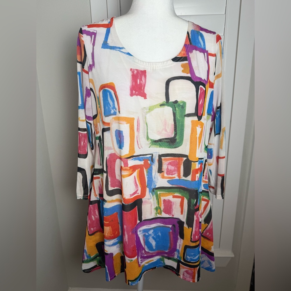 LIOR PARIS Colorful Geometric Print Knit top Tunic  size M